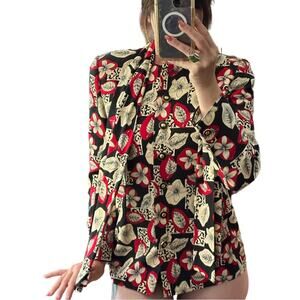 Don Caster Vintage Floral Wool Blend Suit Jacket With Sash Sz 8